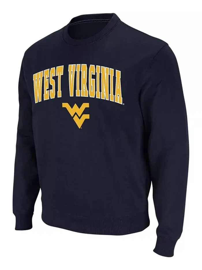 Мужская толстовка West Virginia Mountaineers Arch and Logo с круглым вырезом Colosseum — изображение 2 из 6, темно-синий