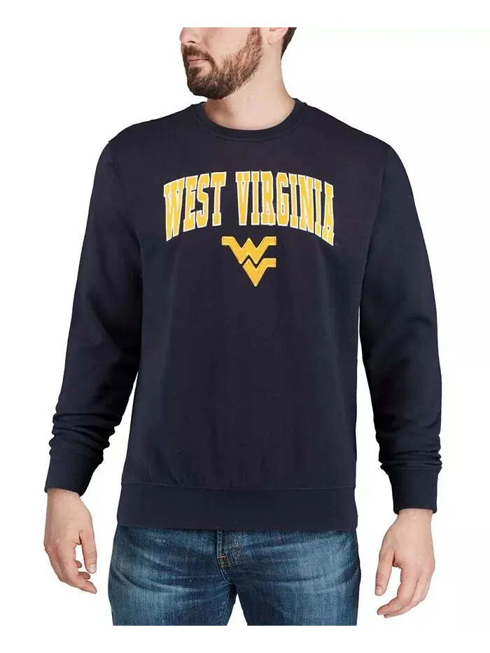 Мужская толстовка West Virginia Mountaineers Arch and Logo с круглым вырезом Colosseum — изображение 4 из 6, темно-синий
