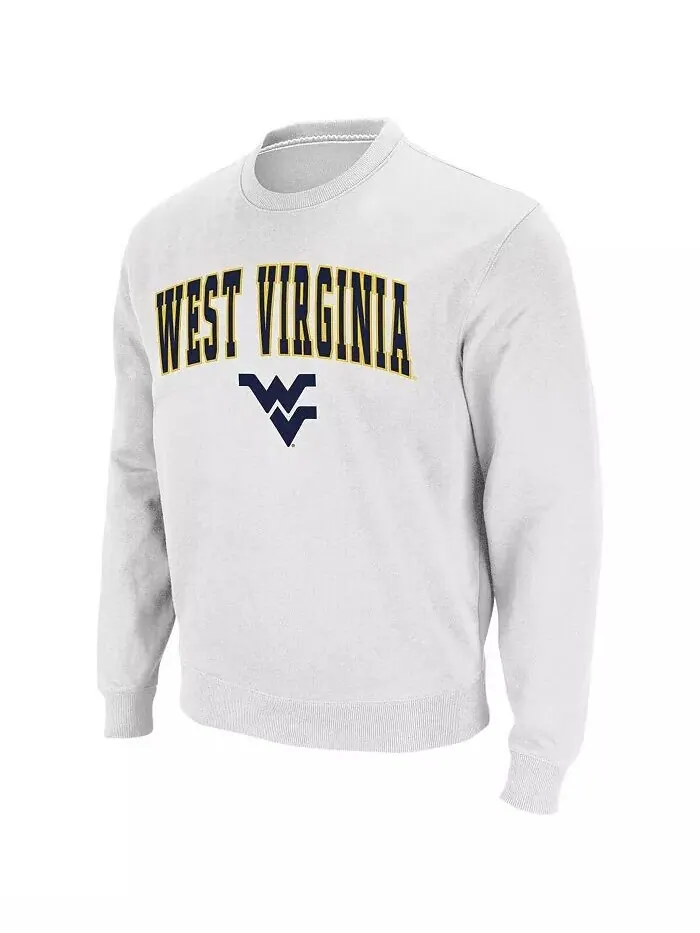 Мужская толстовка West Virginia Mountaineers Arch and Logo с круглым вырезом Colosseum — изображение 2 из 3, белый