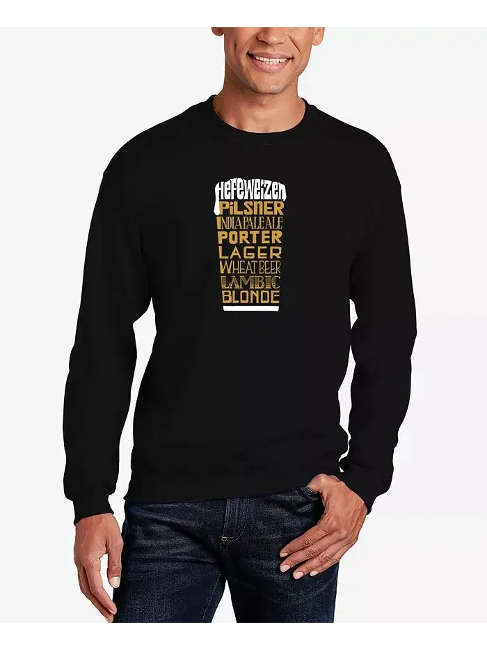 Мужская толстовка с круглым вырезом Styles of Beer Word Art LA Pop Art — изображение 1 из 3, черный