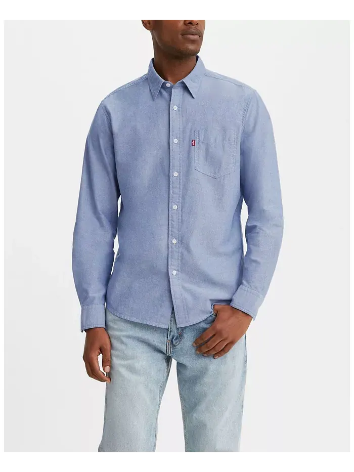 Мужская классическая рубашка с длинным рукавом и одним карманом Regular Fit Levi's — изображение 1 из 3, темно-синий