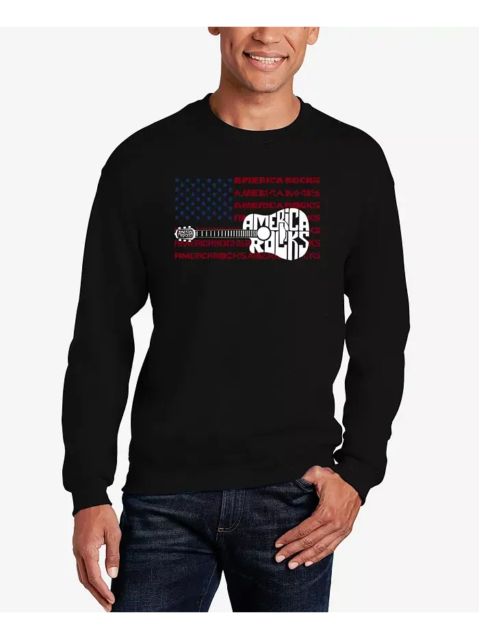 Мужской свитшот с принтом "America Rocks" LA Pop Art — изображение 1 из 3, черный