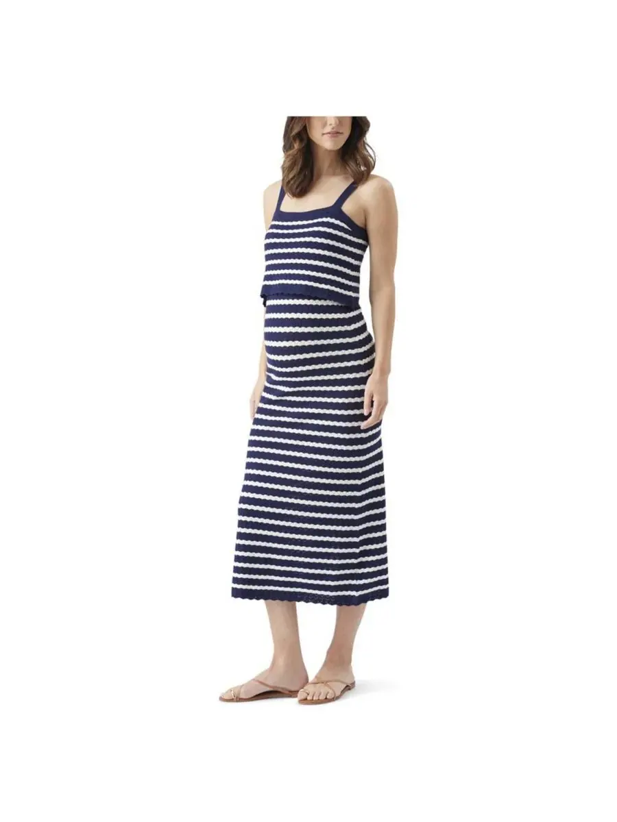 Платье для кормления из ажурной вязки для беременных Ripe Maternity — изображение 2 из 6, темно-синий/белый