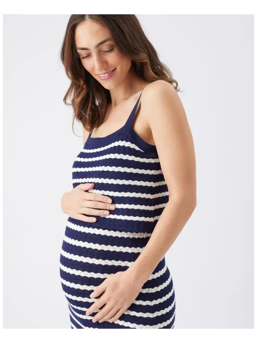 Платье для кормления из ажурной вязки для беременных Ripe Maternity — изображение 6 из 6, темно-синий/белый
