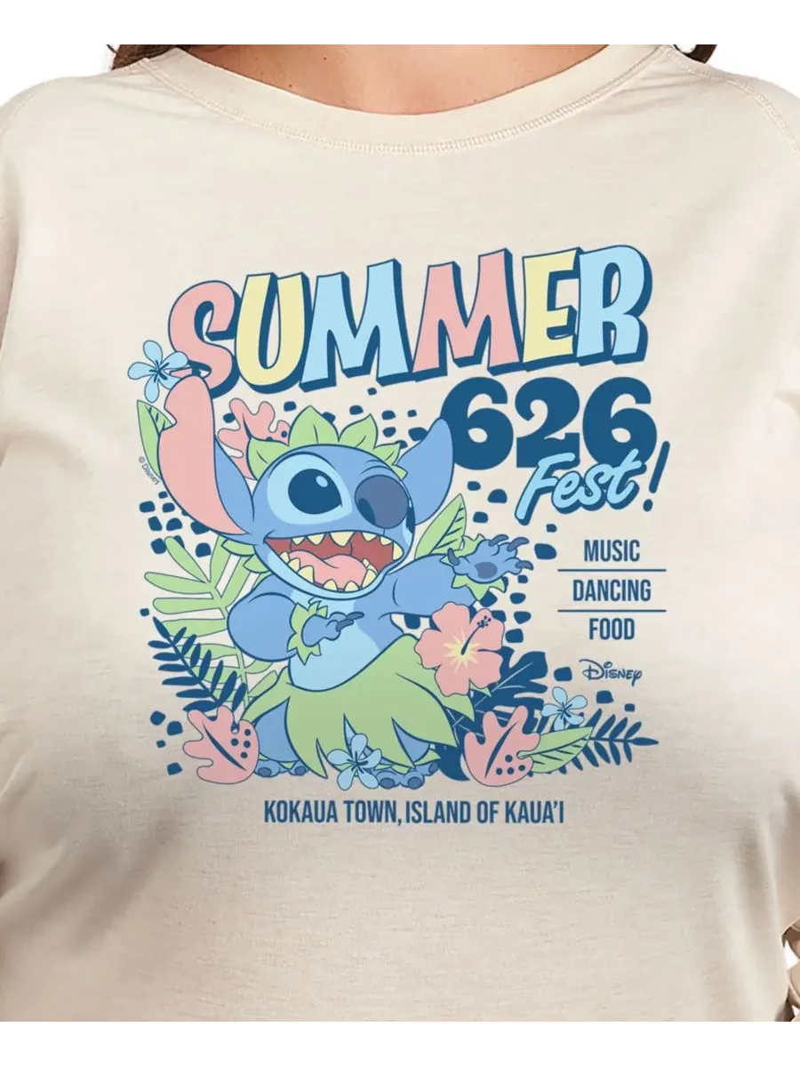 Футболки-пуловеры Lilo and Stitch Summer 626 больших размеров Hybrid Apparel — изображение 2 из 3, бежевый/хаки