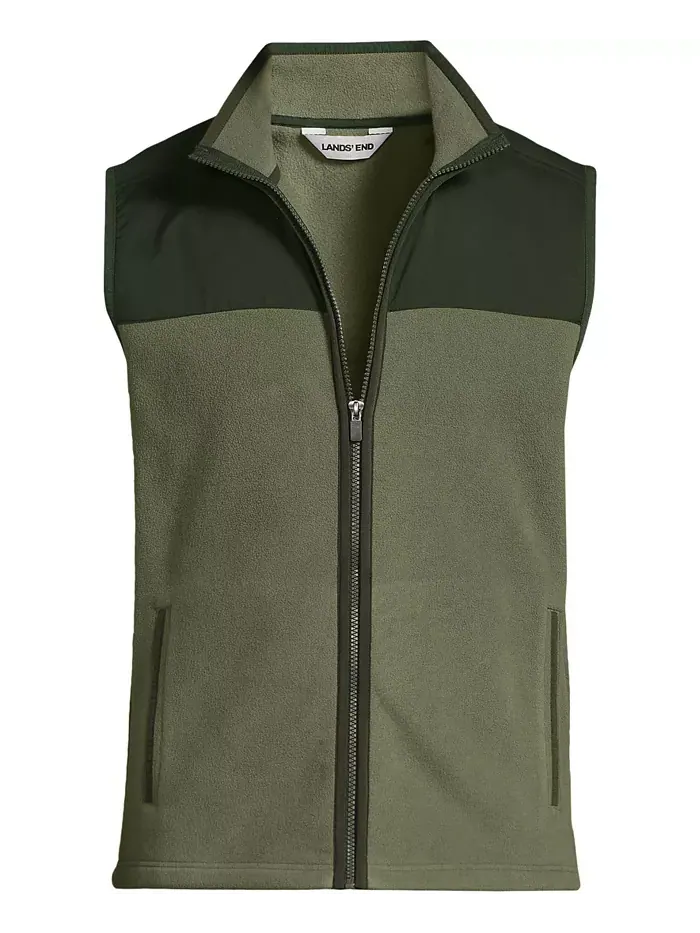 Большой и высокий жилет Anyweather RainDefense Fleece Lands' End — изображение 3 из 4, зеленый