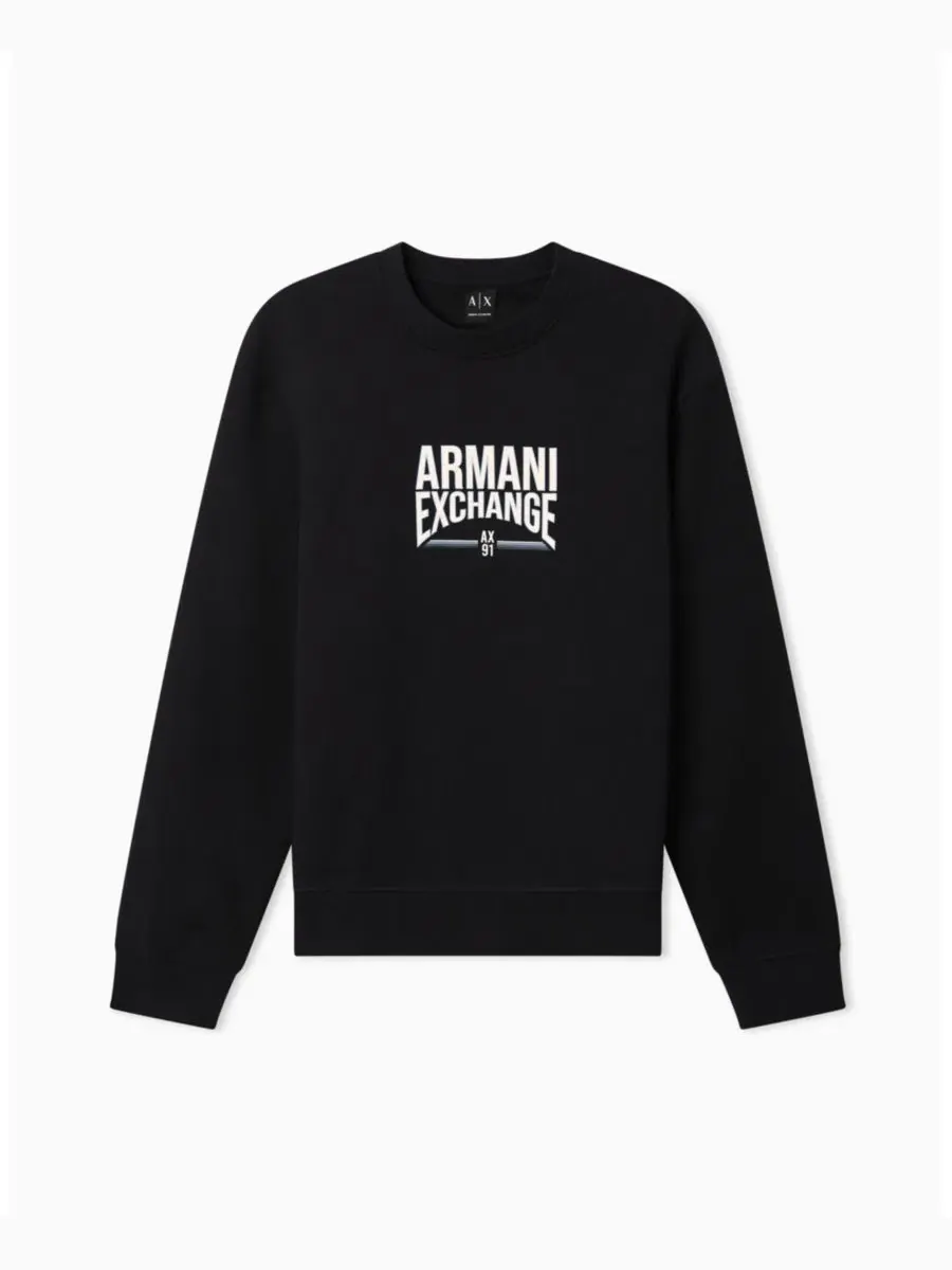 Мужская флисовая футболка с круглым вырезом в стиле ретро A|X Armani Exchange — изображение 5 из 5, глубокий темно-синий