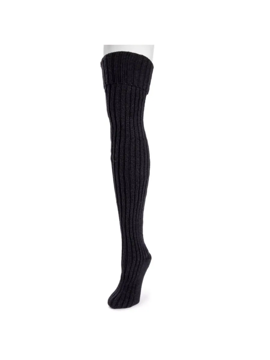 Женские толстые ребристые носки выше колена MUK LUKS — изображение 2 из 3, черный