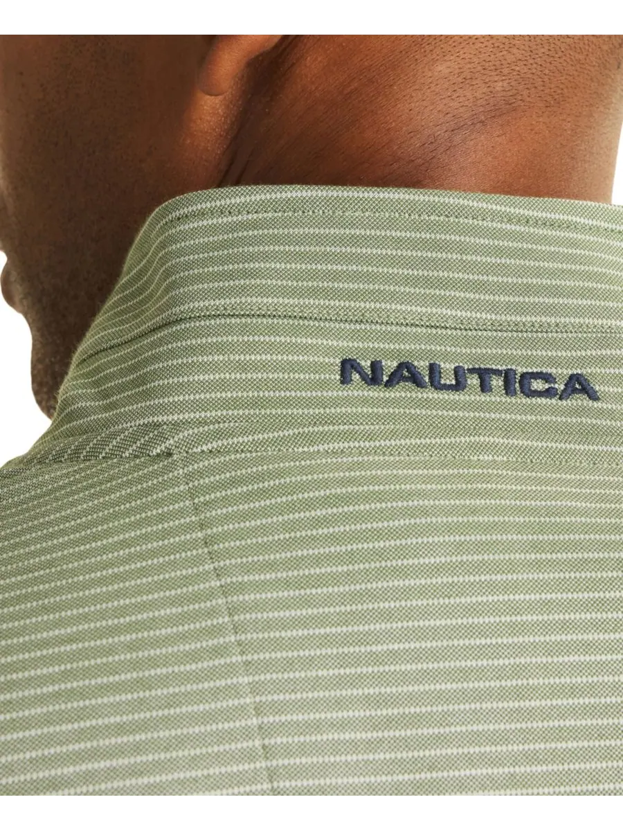 Мужская полосатая толстовка на молнии до середины груди Nautica — изображение 4 из 5, зеленый