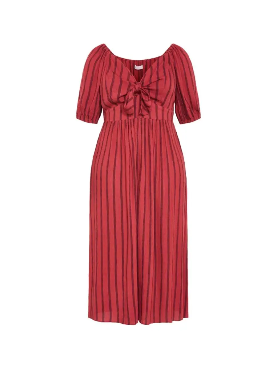 Женское макси-платье Bella Stripe с завязками спереди City Chic — изображение 3 из 5, ржавый серый узор