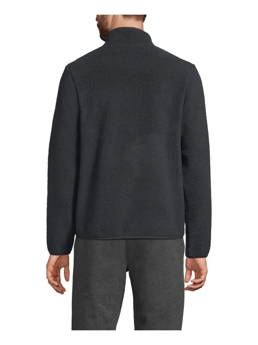 Мужской высокий пуловер из флиса с застежкой-молнией до середины груди Lands' End — изображение 2 из 3, серый