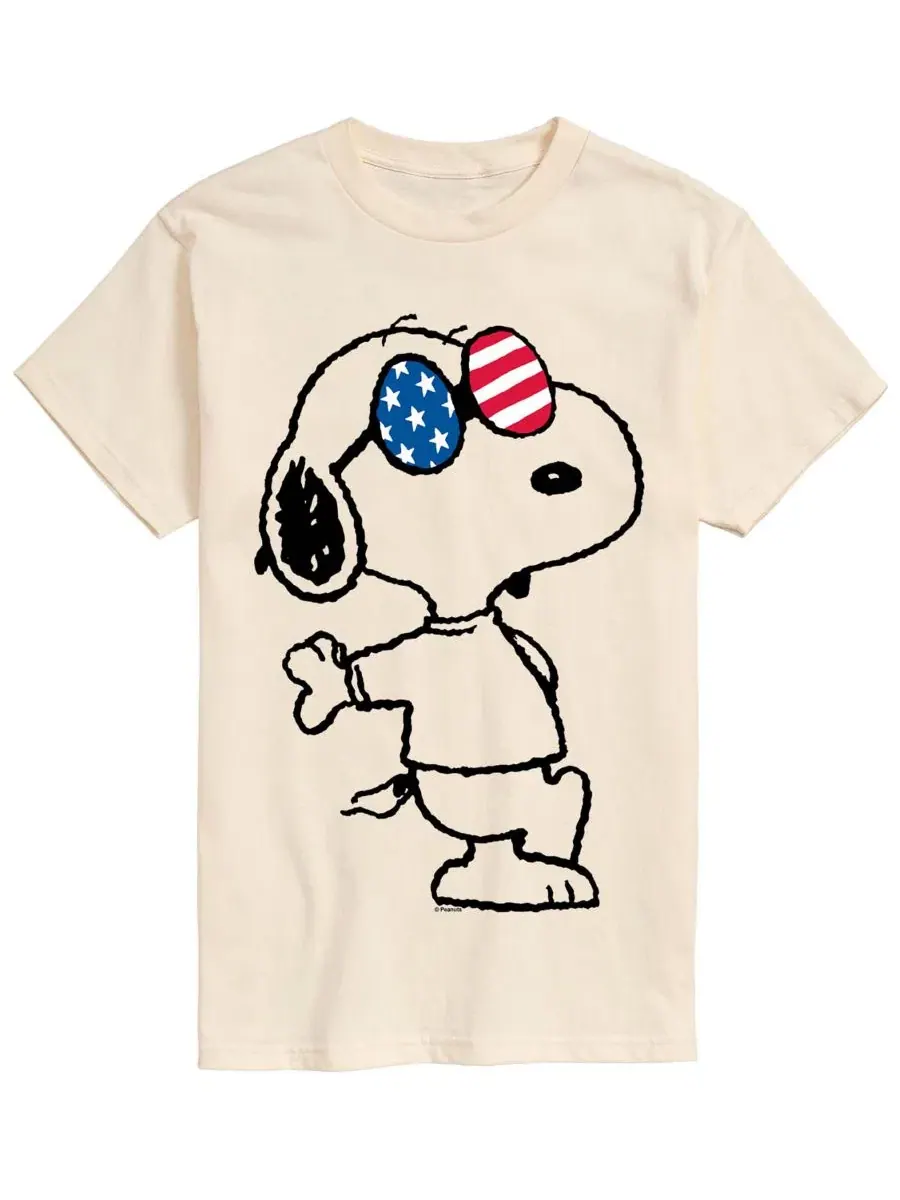 Мужская футболка с коротким рукавом и принтом «Peanuts USA: очки Снупи» Airwaves — изображение 1 из 3, бежевый