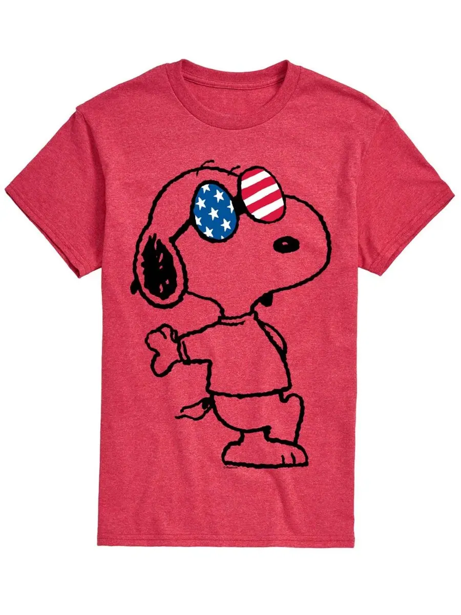 Мужская футболка с коротким рукавом и принтом «Peanuts USA: очки Снупи» Airwaves — изображение 1 из 3, красный