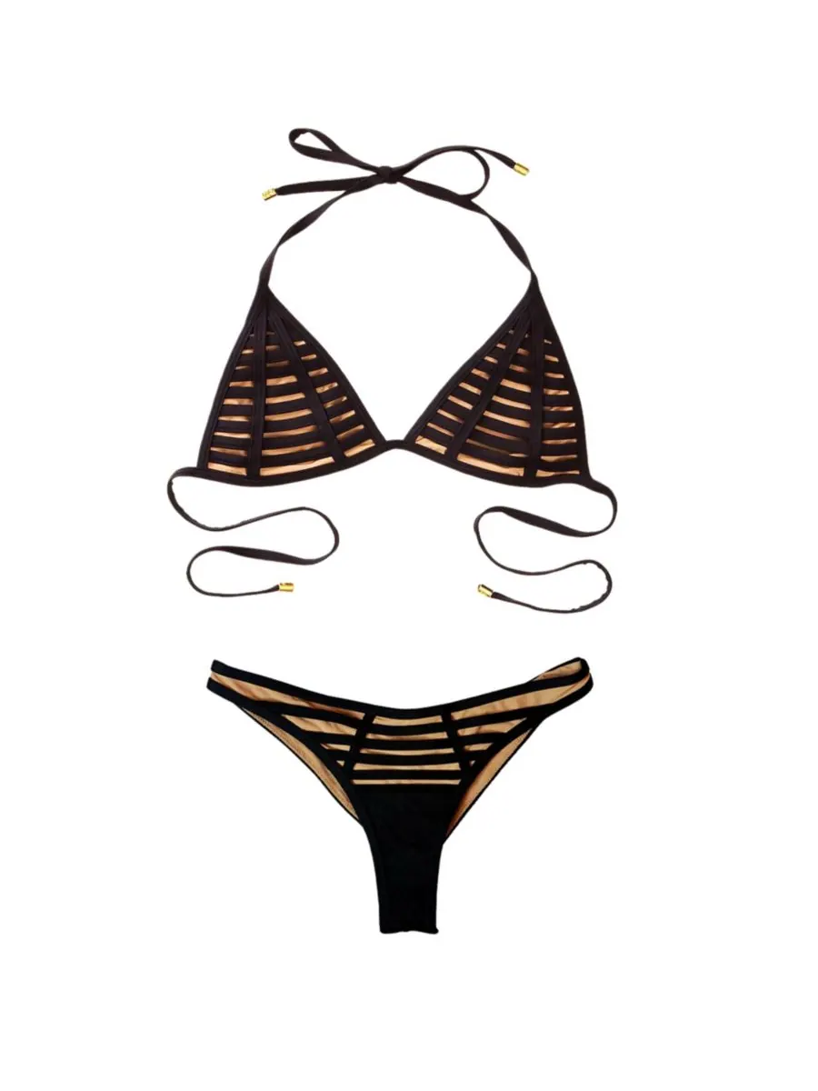 Женские летние бикини-трусики с вырезами Beach Bunny Swimwear — изображение 4 из 7, черный