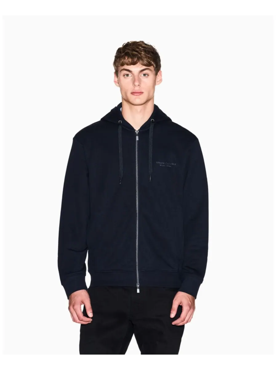 Мужская толстовка на молнии с логотипом Milan NY A|X Armani Exchange — изображение 1 из 5, глубокий темно-синий
