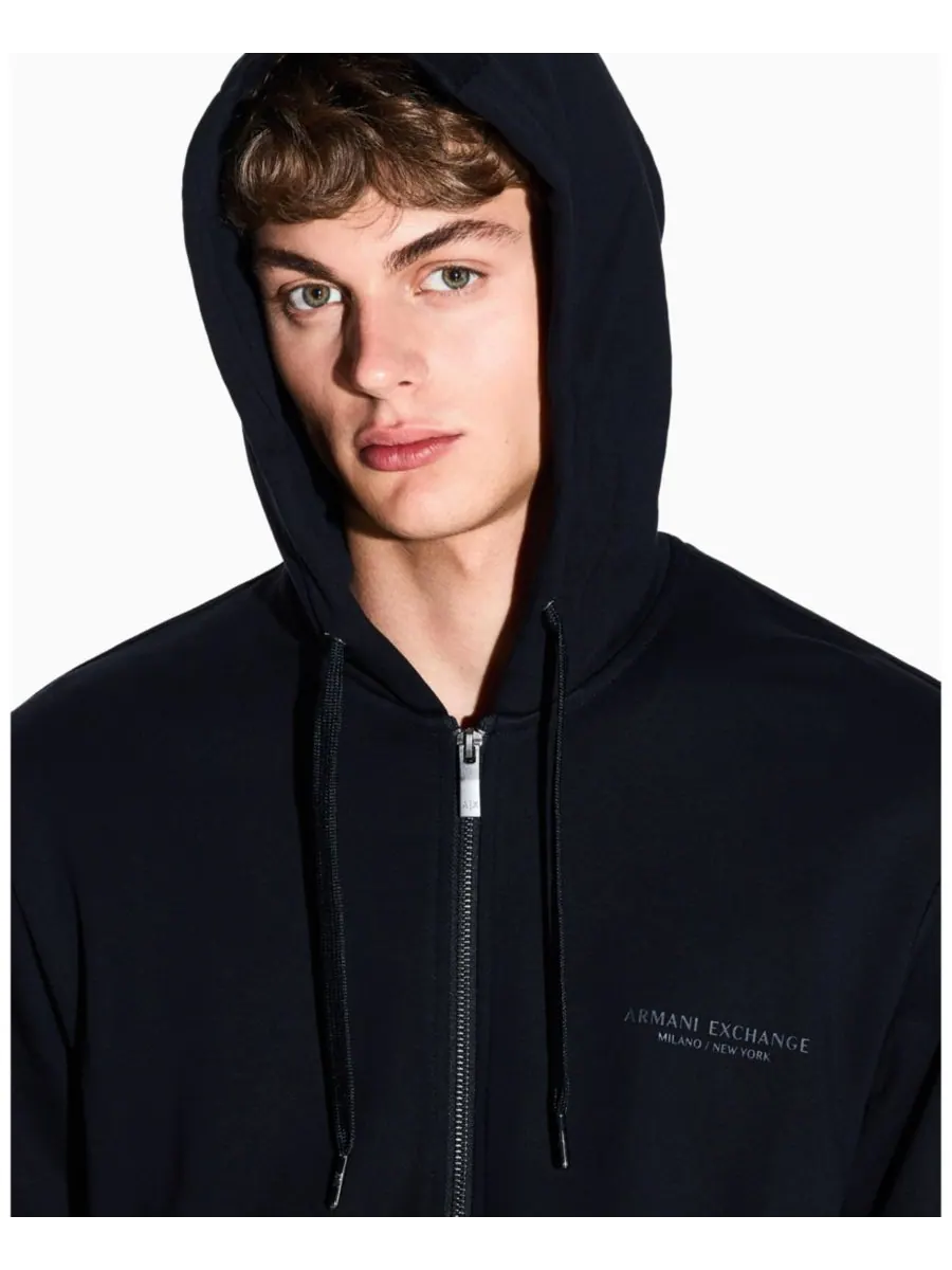 Мужская толстовка на молнии с логотипом Milan NY A|X Armani Exchange — изображение 4 из 5, глубокий темно-синий