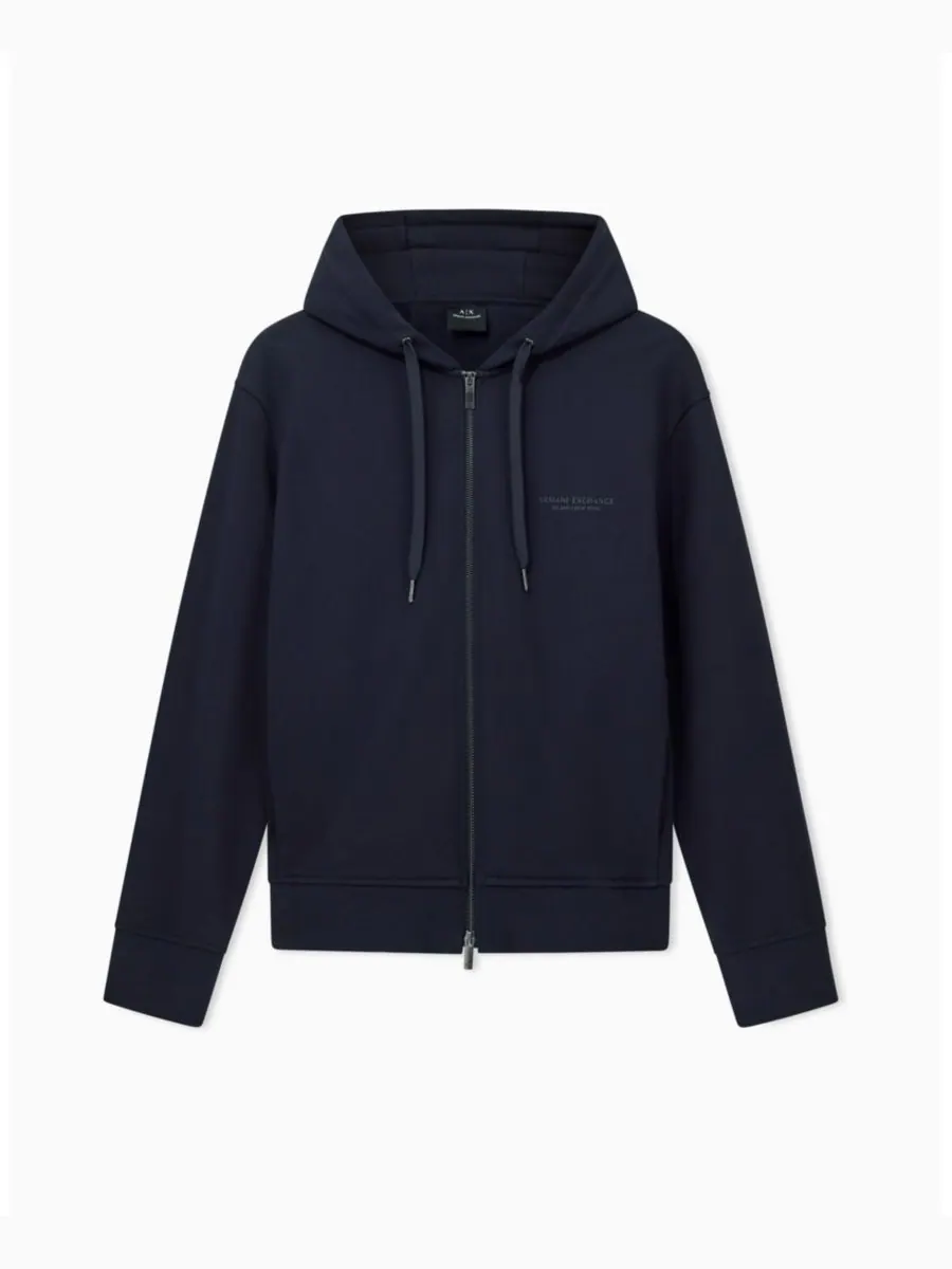 Мужская толстовка на молнии с логотипом Milan NY A|X Armani Exchange — изображение 5 из 5, глубокий темно-синий