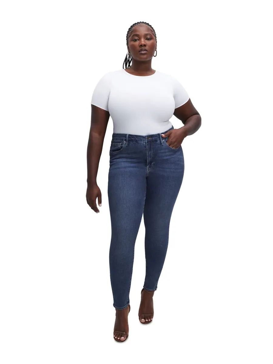 Женские джинсы Good Legs Skinny Mid Rise, стандартные и большие размеры Good American — изображение 2 из 10, синий