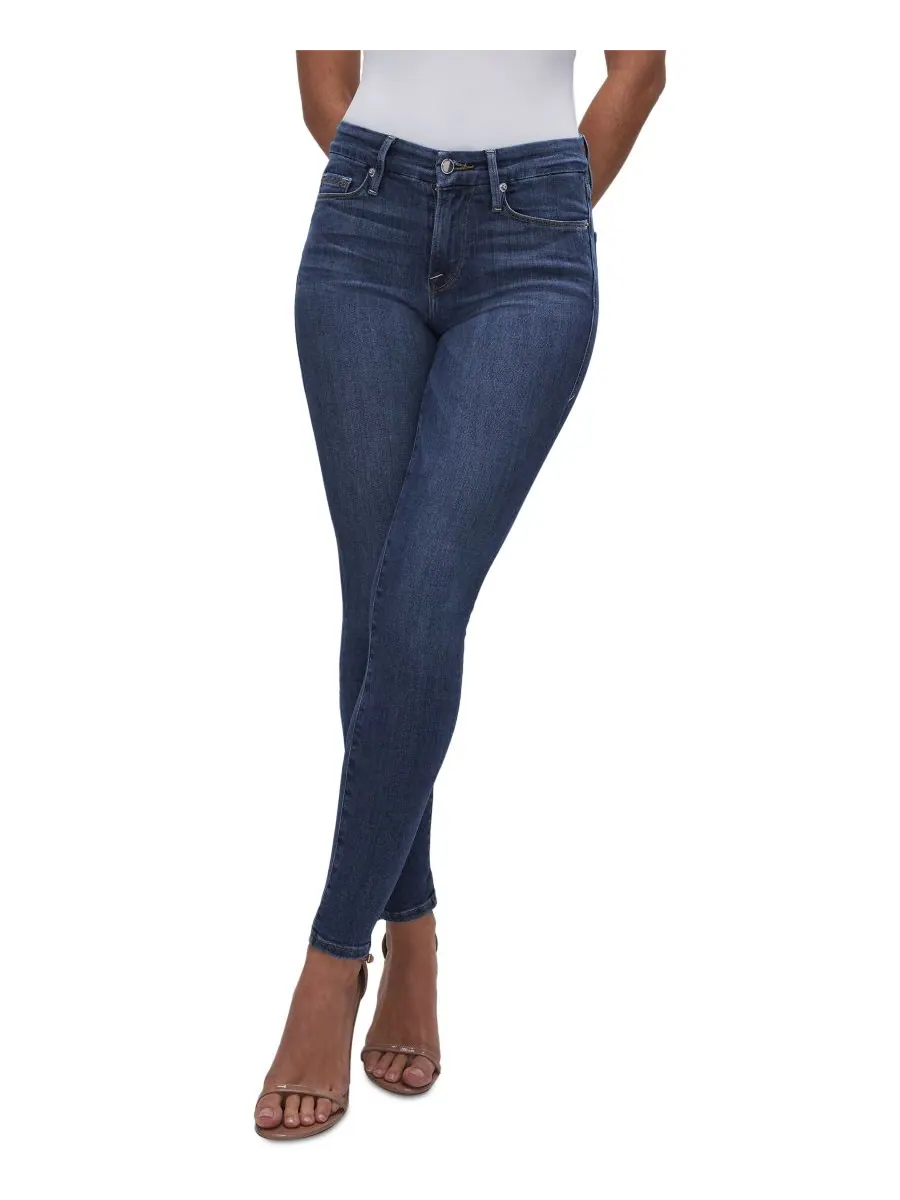 Женские джинсы Good Legs Skinny Mid Rise, стандартные и большие размеры Good American — изображение 4 из 10, синий