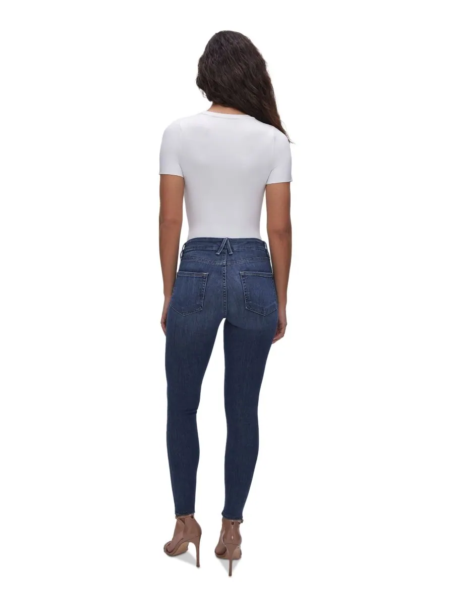 Женские джинсы Good Legs Skinny Mid Rise, стандартные и большие размеры Good American — изображение 5 из 10, синий