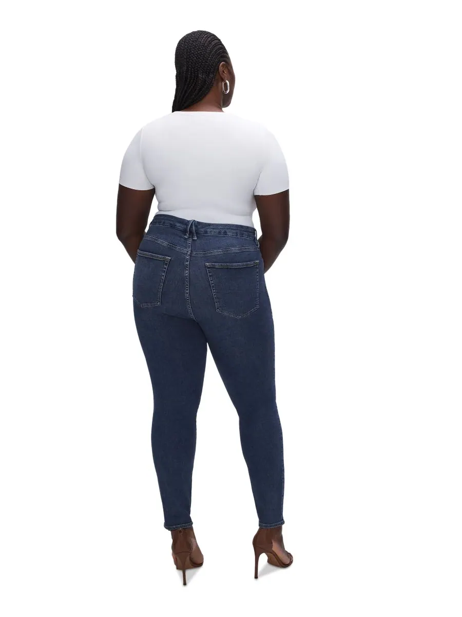 Женские джинсы Good Legs Skinny Mid Rise, стандартные и большие размеры Good American — изображение 8 из 10, синий