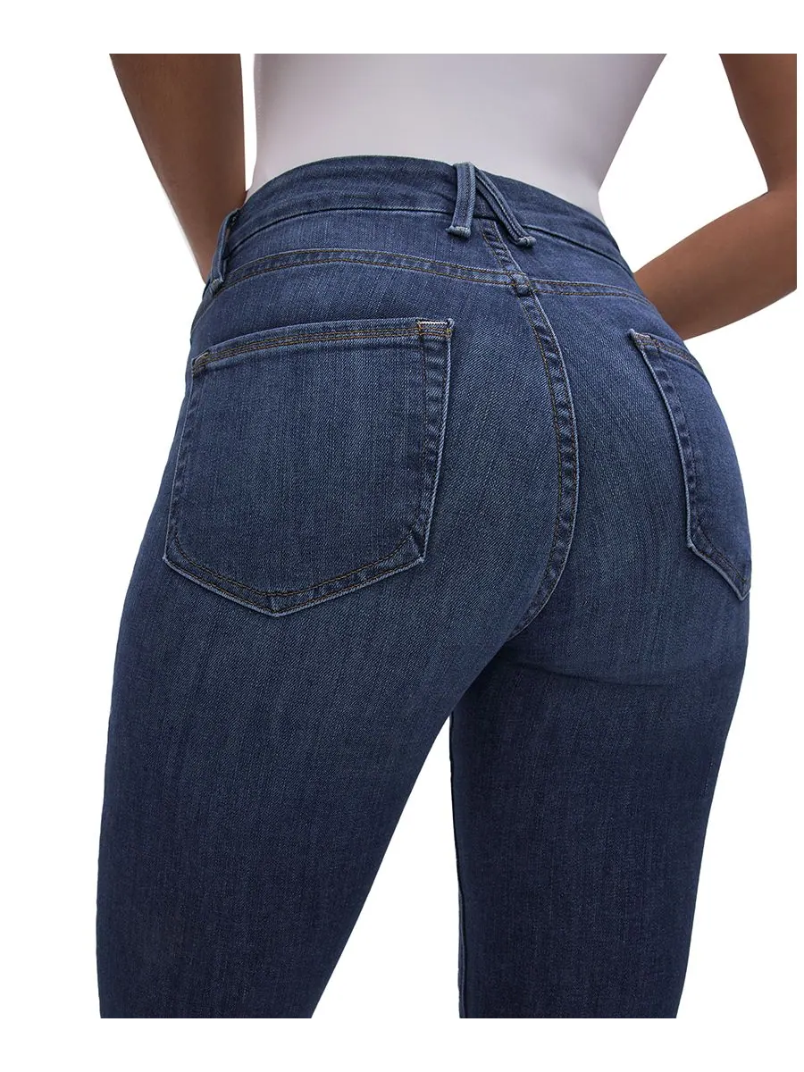Женские джинсы Good Legs Skinny Mid Rise, стандартные и большие размеры Good American — изображение 9 из 10, синий