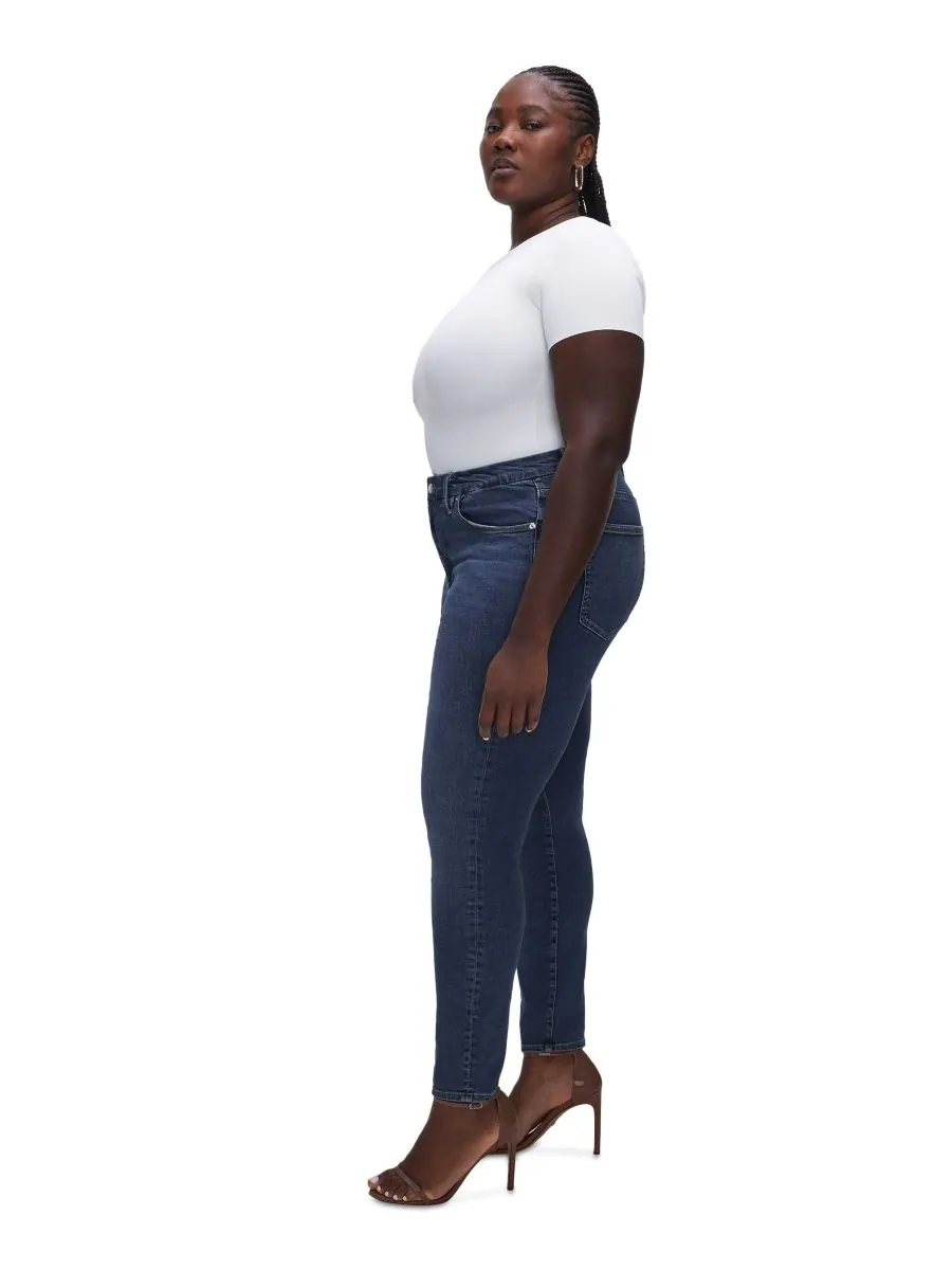 Женские джинсы Good Legs Skinny Mid Rise, стандартные и большие размеры Good American — изображение 10 из 10, синий