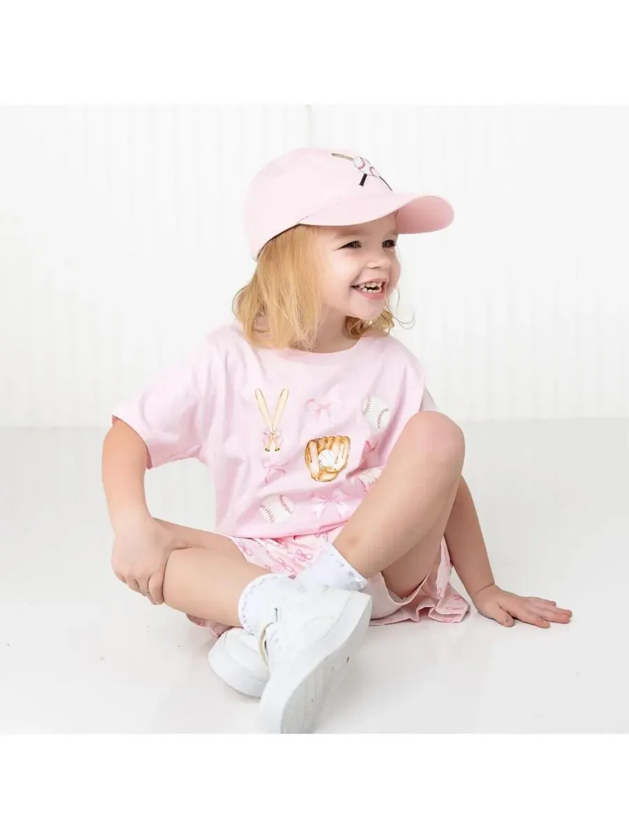 Детская футболка с коротким рукавом "Бейсболистка" для девочек Sweet Wink — изображение 3 из 5, розовый