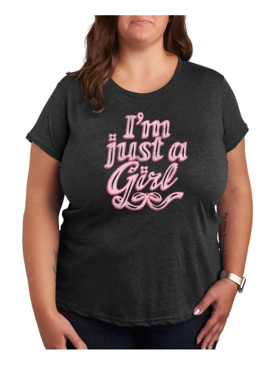 Футболка с принтом "Just a Girl" больших размеров Hybrid Apparel — изображение 1 из 3, серый