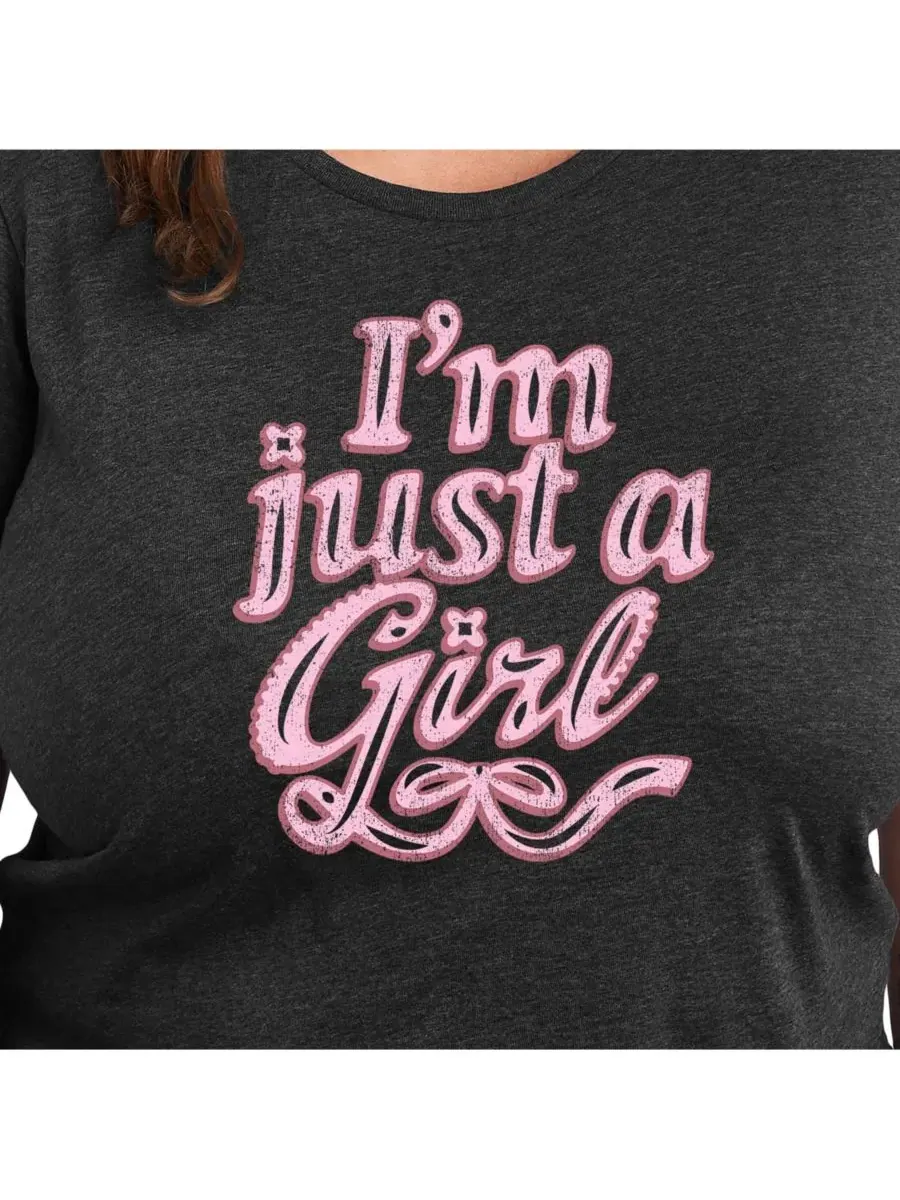 Футболка с принтом "Just a Girl" больших размеров Hybrid Apparel — изображение 2 из 3, серый