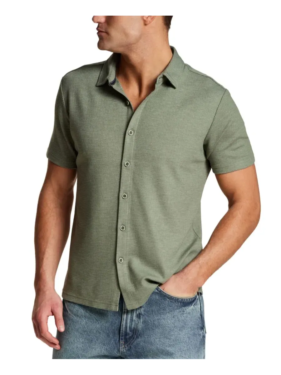 Мужская рубашка с коротким рукавом, вафельная текстура Weatherproof Vintage — изображение 1 из 4, оливковый