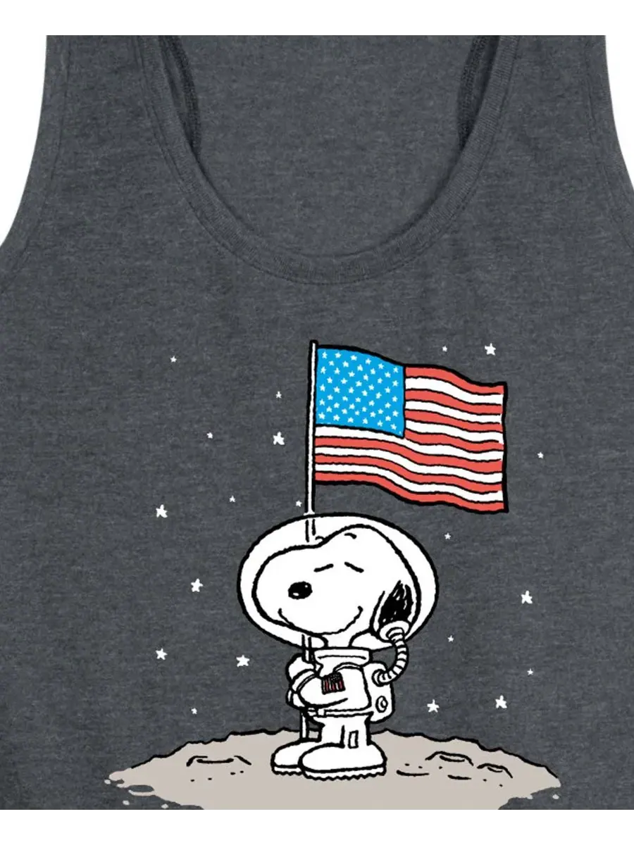 Майка-борцовка с принтом Snoopy Astronaut American Flag Hybrid Apparel — изображение 2 из 3, темно-серый