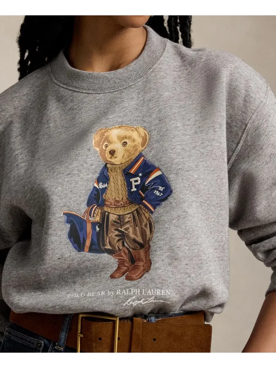 Свитшот с круглым вырезом и принтом Polo Bear Polo Ralph Lauren — изображение 3 из 5, коричневый