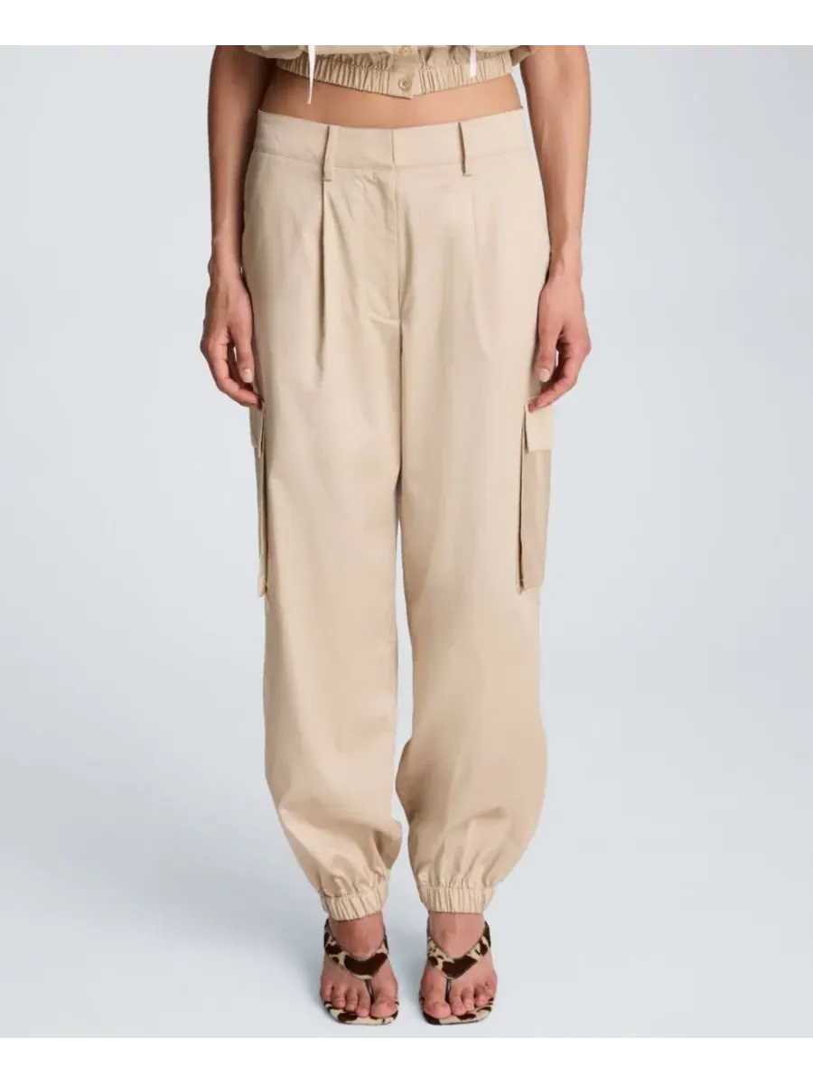 Брюки-джоггеры с высокой посадкой и защипами, модель High Rise Front Pleat Cargo Jogger Pants — изображение 1 из 6, бежевый