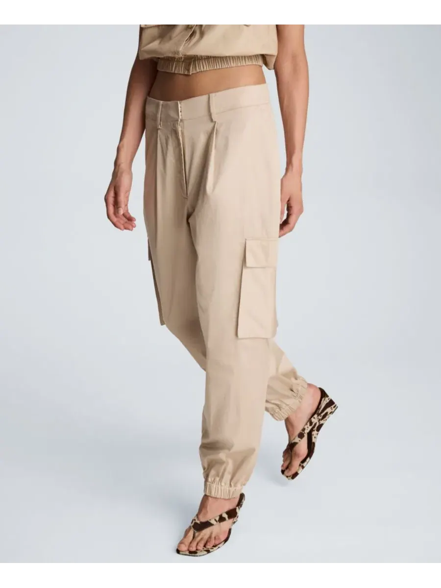 Брюки-джоггеры с высокой посадкой и защипами, модель High Rise Front Pleat Cargo Jogger Pants — изображение 3 из 6, бежевый