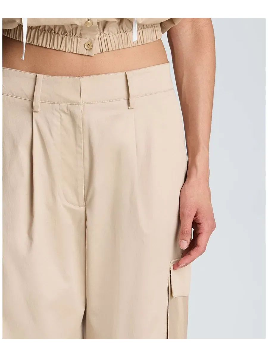 Брюки-джоггеры с высокой посадкой и защипами, модель High Rise Front Pleat Cargo Jogger Pants — изображение 6 из 6, бежевый
