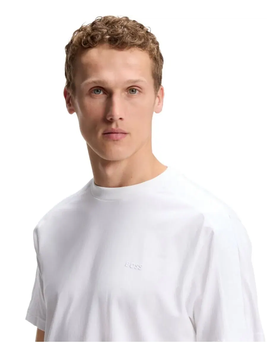 Футболка из стрейч-хлопка с жаккардовой лентой Hugo Boss — изображение 5 из 5, белый