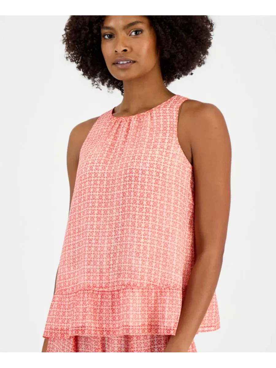 Женская блузка без рукавов с баской Vince Camuto — изображение 3 из 4, красный
