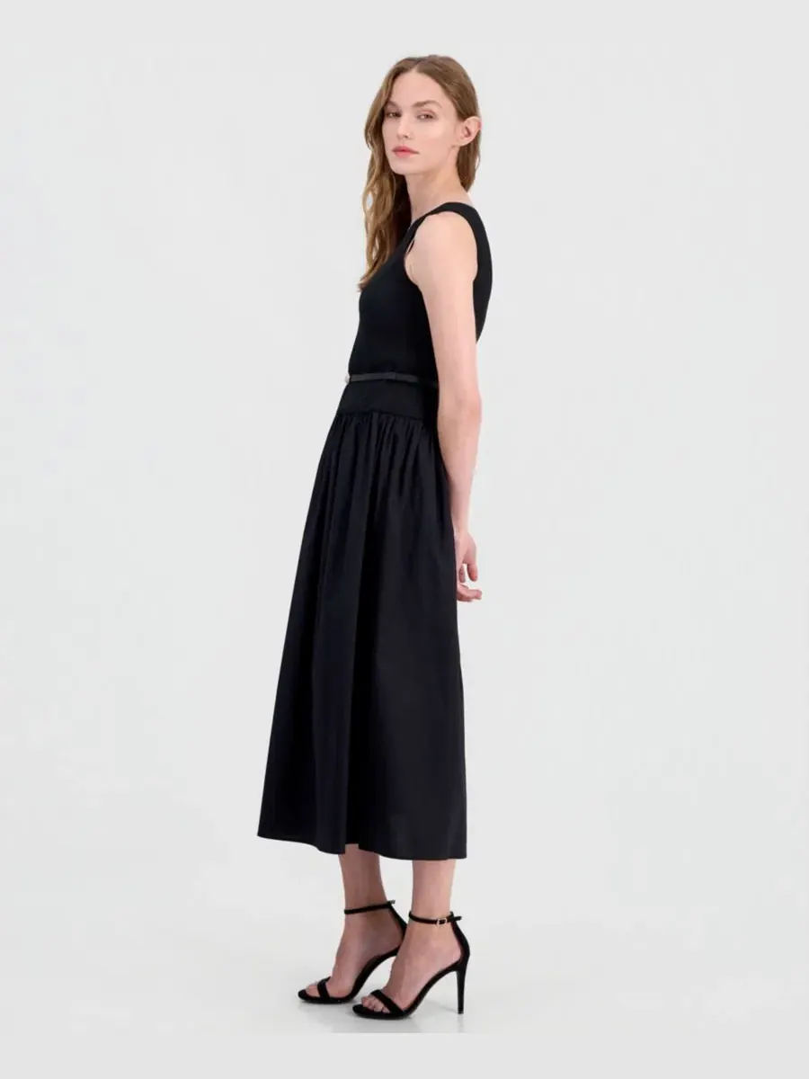 Платье макси с заниженной талией и поясом Anne Klein — изображение 3 из 5, черный