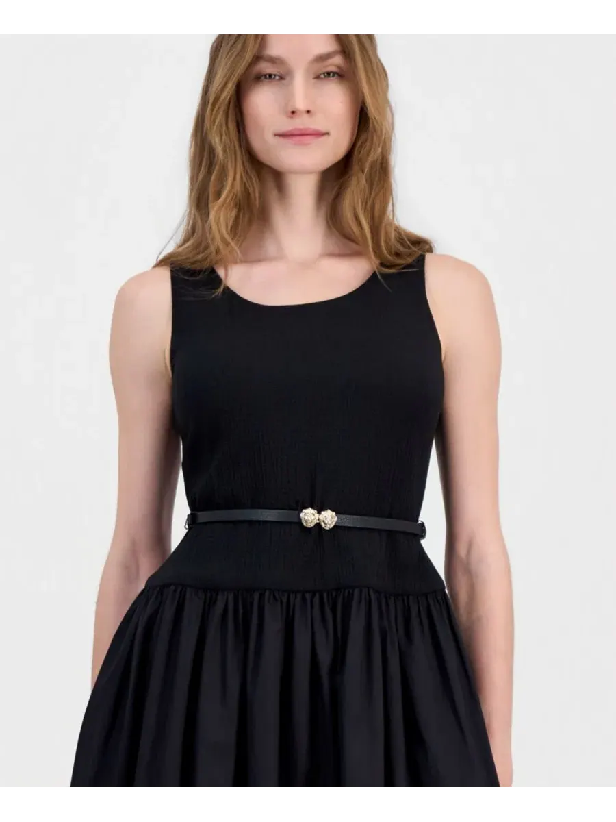 Платье макси с заниженной талией и поясом Anne Klein — изображение 4 из 5, черный