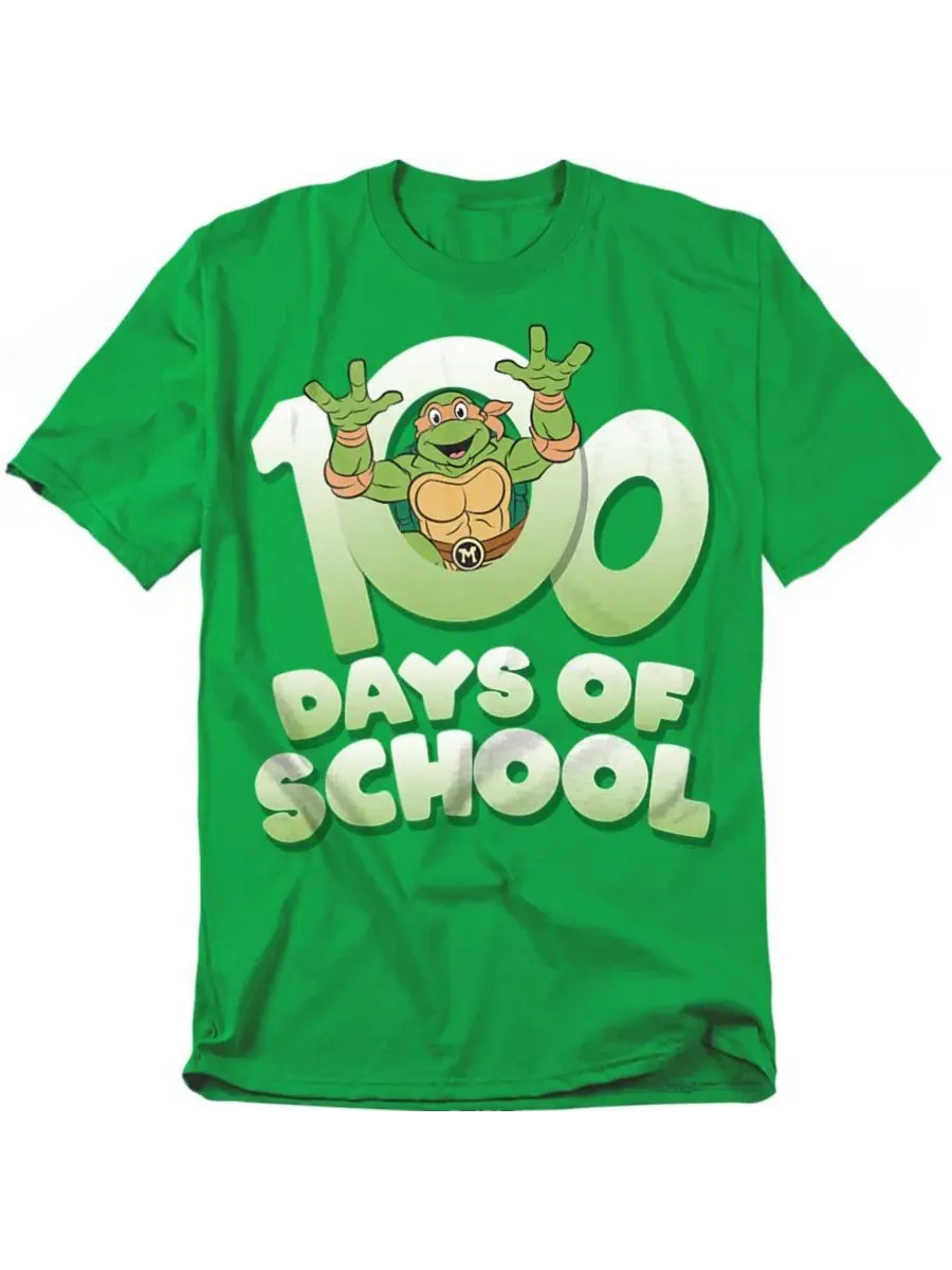 Футболка мужская с принтом 100 Days of School Teenage Mutant Ninja Turtles — изображение 1 из 3, зеленый