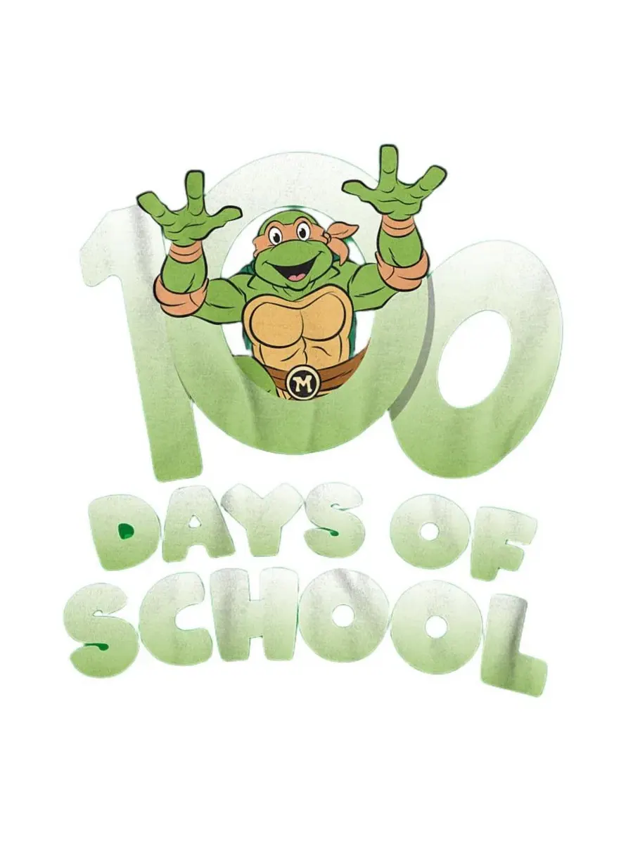 Футболка мужская с принтом 100 Days of School Teenage Mutant Ninja Turtles — изображение 2 из 3, зеленый