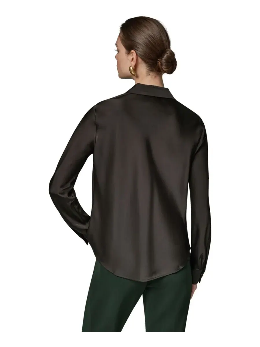 Топ с драпированным воротником, с длинным рукавом, Petite Satin Back Crepe Long-Sleeve Top Donna — изображение 5 из 10