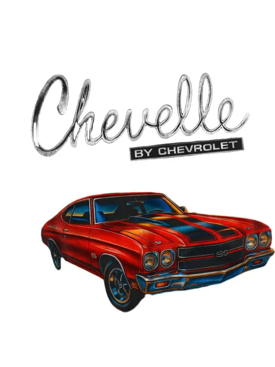 Футболка с принтом Chevelle Thunder Corvette — изображение 2 из 3, черный