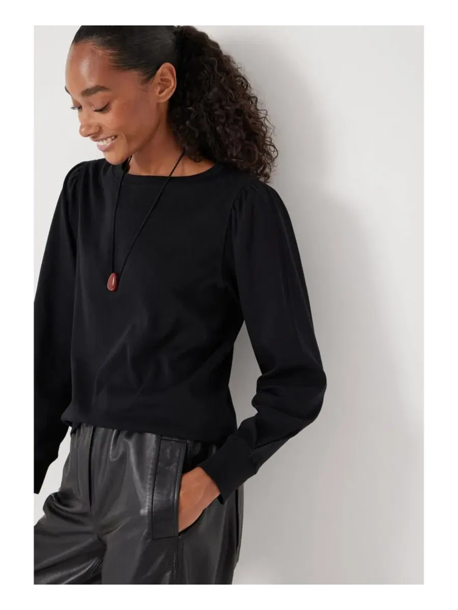 Блуза с объемными рукавами Emily Puff Sleeve Relaxed Top Hush — изображение 4 из 4, черный