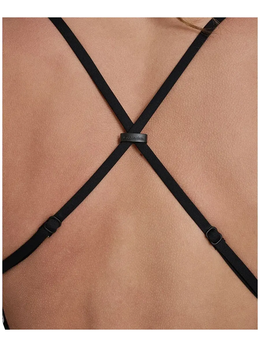 Женский слитный купальник с перекрестными бретелями на спине Calvin Klein — изображение 7 из 8, черный мульти