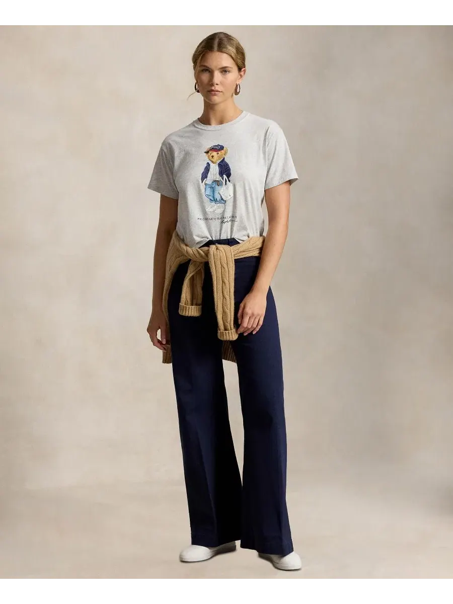 Женская футболка с круглым вырезом и принтом медведя Polo Ralph Lauren — изображение 2 из 4, серый
