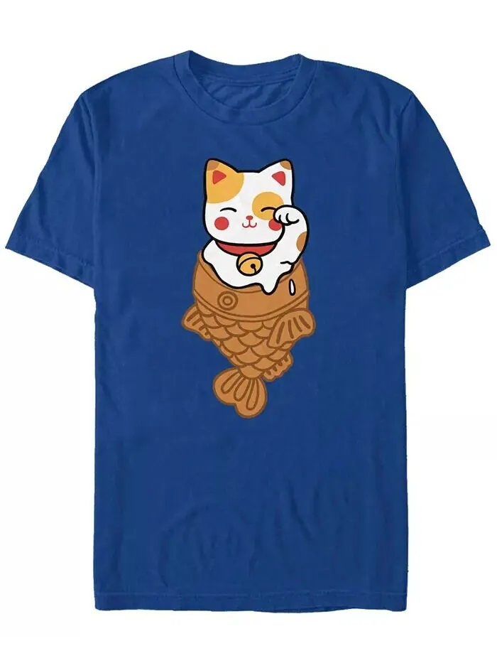 Мужская футболка Taiyaki Ice Cat с коротким рукавом и круглым вырезом Fifth Sun — изображение 1 из 1, королевский