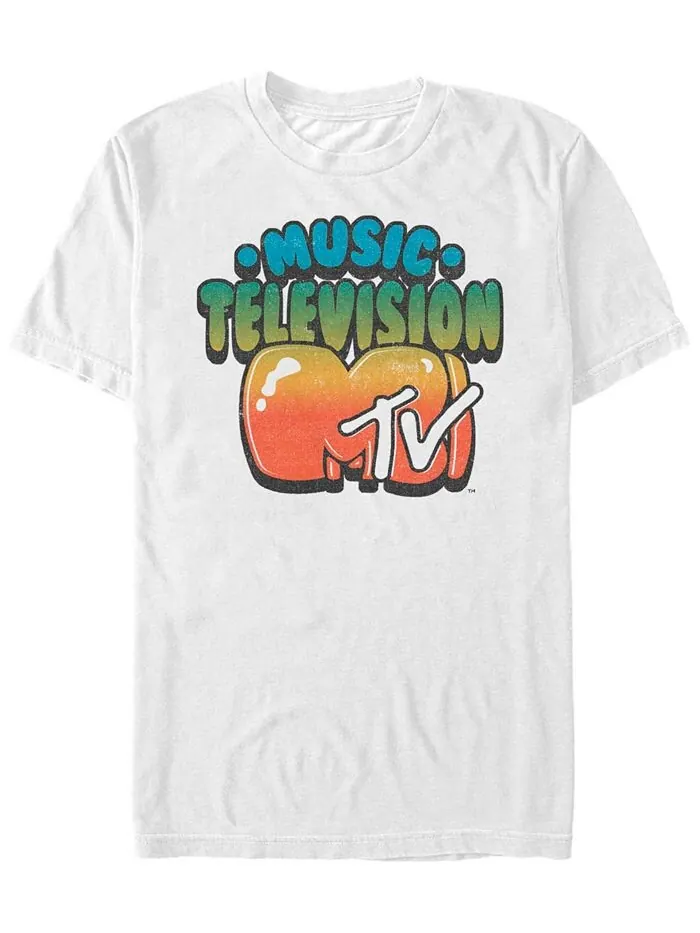 Мужская футболка с короткими рукавами и логотипом MTV Gradient Bubble Letters Fifth Sun — изображение 1 из 1, белый