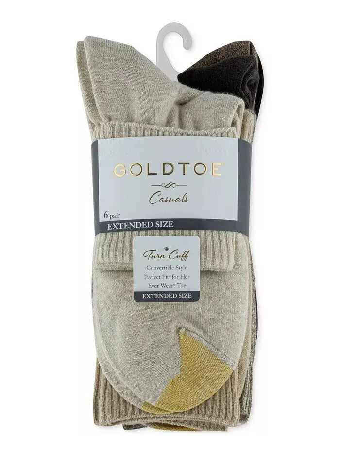 Женские повседневные носки с поворотными манжетами (6 пар) Gold Toe — изображение 4 из 4, хаки